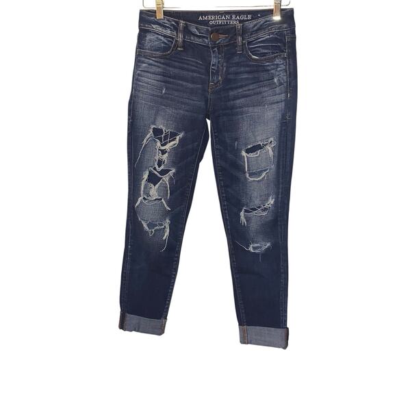 American Eagle Jeans Womans 0 Jegging Ankle Super Stretch Denim Distressed - Picture 1 of 11
